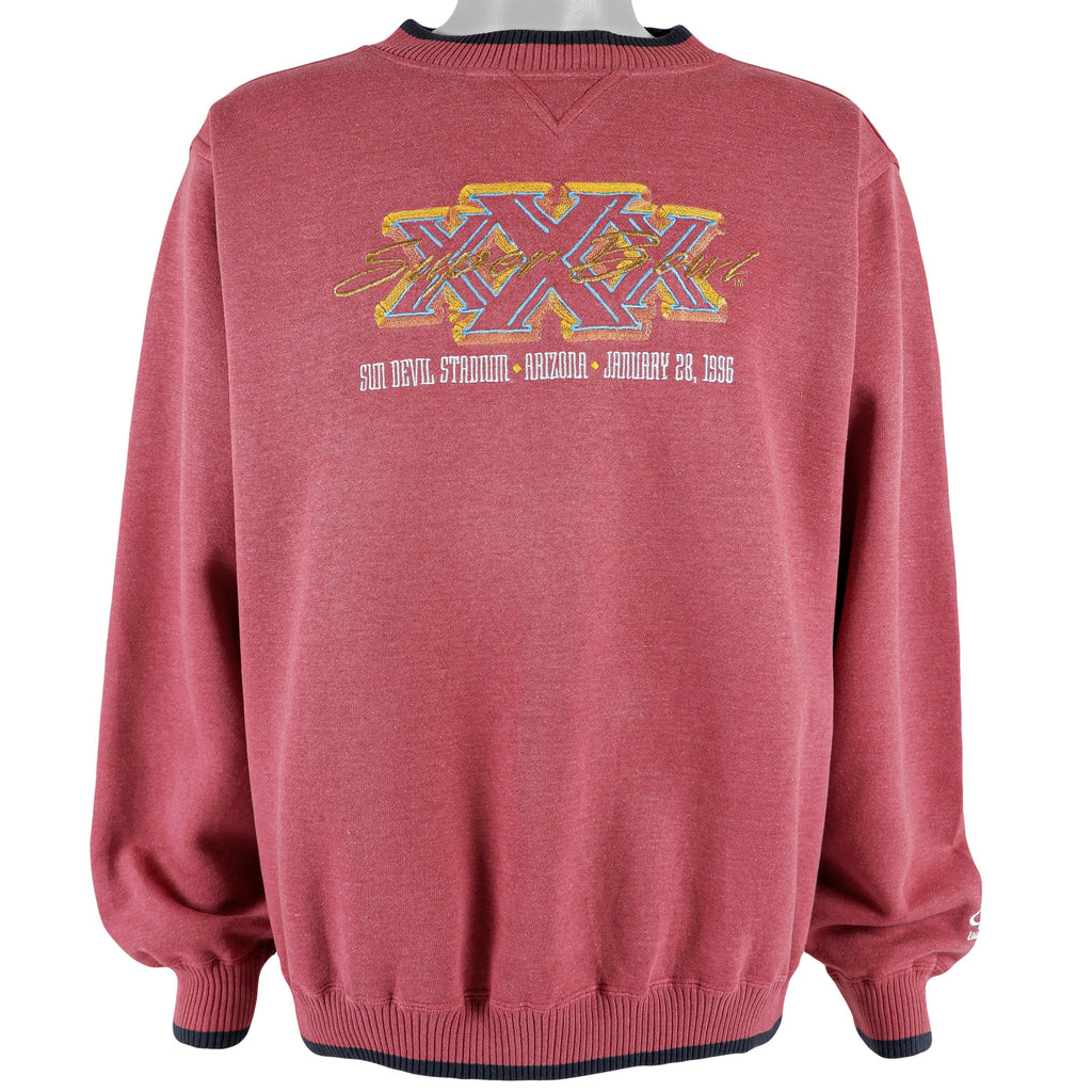 NFL (Logo Athletic) - Super Bowl 30th Spell-Out Crew Neck Sweatshirt 1996 Large Vintage Retro Football