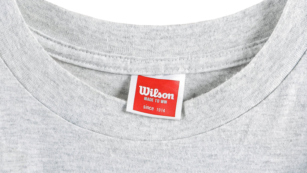 Wilson - Grey Big Spell-Out Deadstock T-Shirt 1990s Medium Vintage Retro