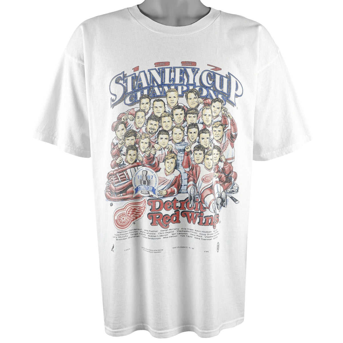 NHL (Gildan) - Detroit Red Wings Stanley Cup Big Logo T-Shirt 1997 X-Large Vintage Retro Hockey