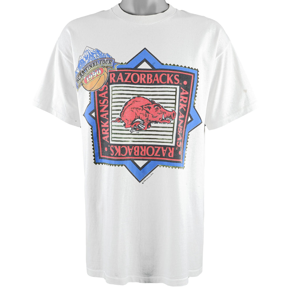 NCAA - Arkansas Razorbacks Spell-Out T-Shirt 1990 X-Large Vintage Retro Basketball