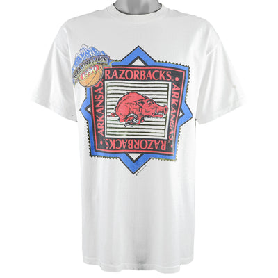 NCAA (Nutmeg) - Arkansas Razorbacks Spell-Out Deadstock T-Shirt 1990 X-Large