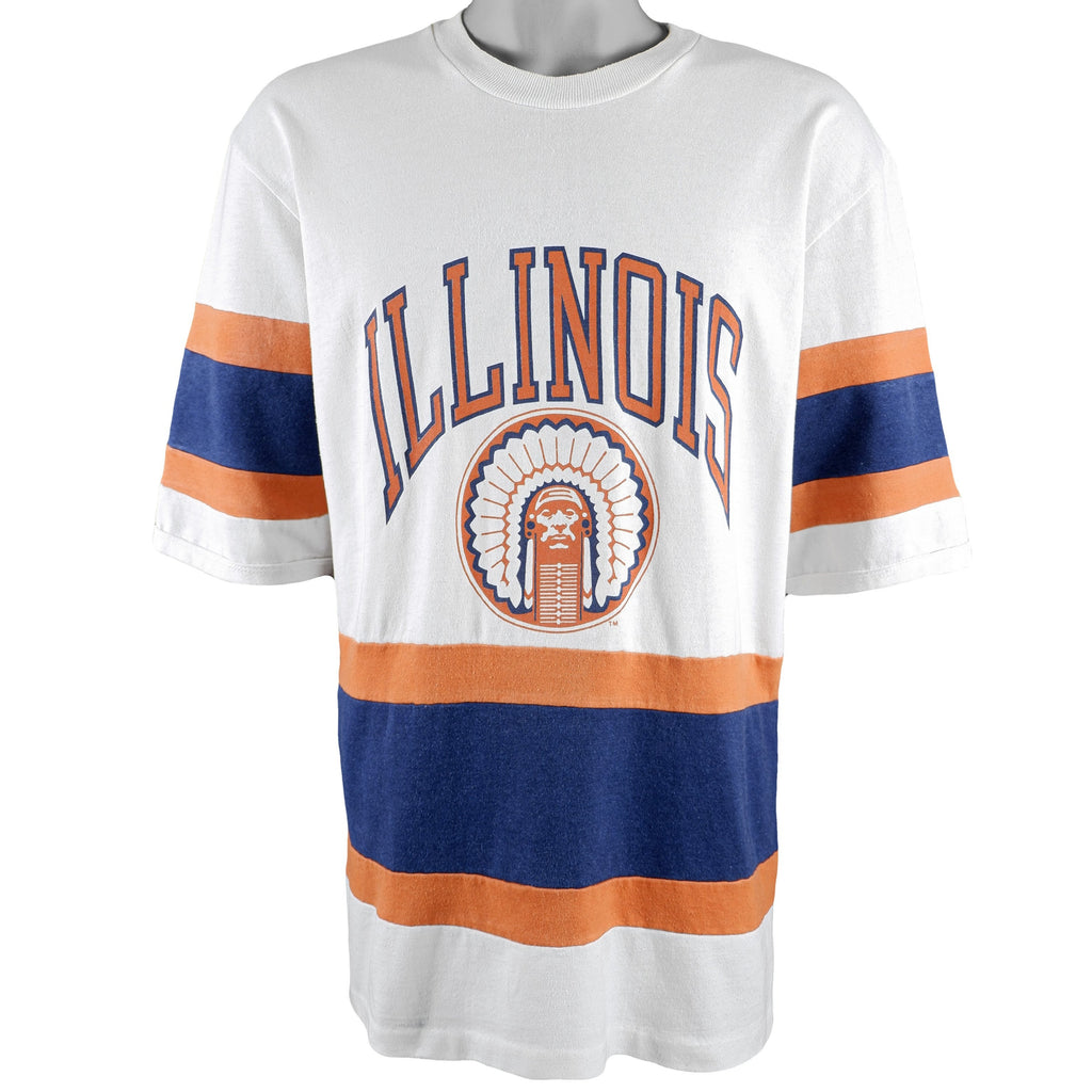NCAA (Nutmeg) - Illinois Fighting Illini Big Spell-Out Football Jersey 1990s Large Vintage Retro Football College