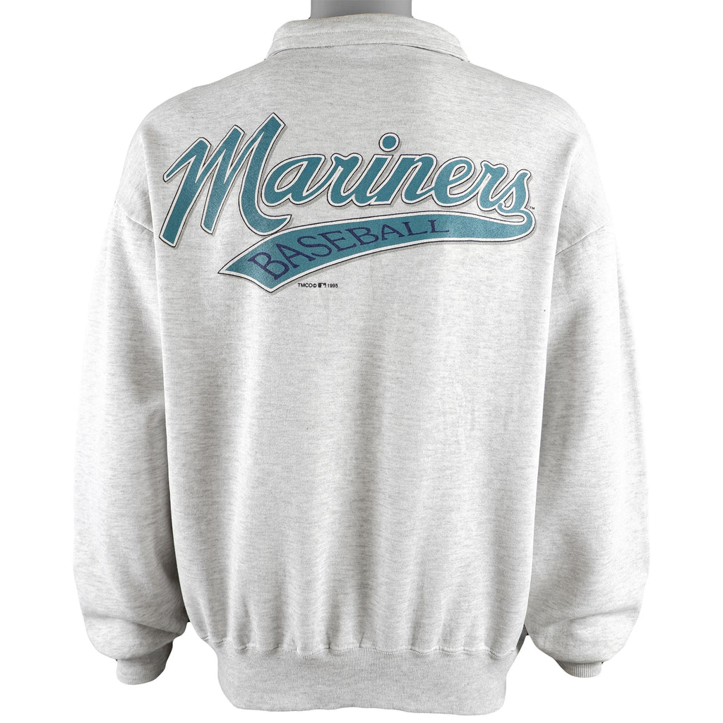 MLB (Majestic) - Seattle Mariners spell-Out 1/4 Zip Sweatshirt 1995 Large
