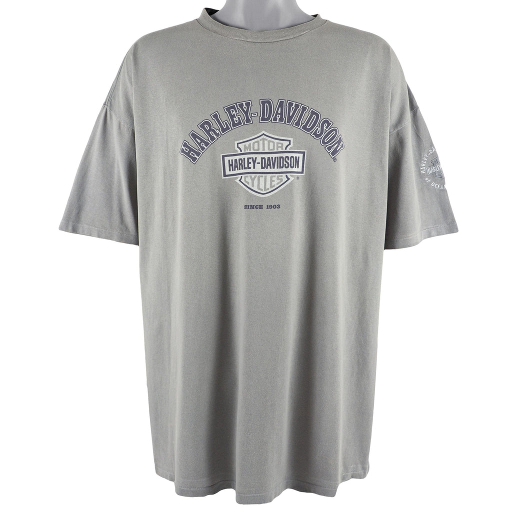 Harley Davidson - Grey Spell-Out T-Shirt 1990s XX-Large Vintage Retro