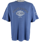 Harley Davidson - Blue Spell-Out T-Shirt 1990s Large Vintage Retro