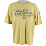 Harley Davidson - Yellow Hollywood Spell-Out T-Shirt 2009 X-Large Vintage Retro