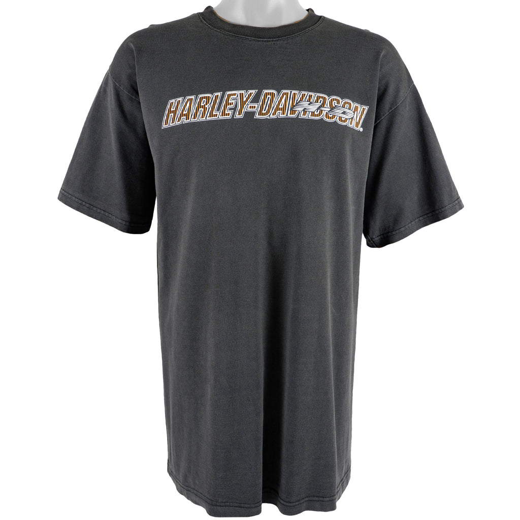 Harley Davidson - Black Spell-Out T-Shirt 1990s X-Large Vintage Retro