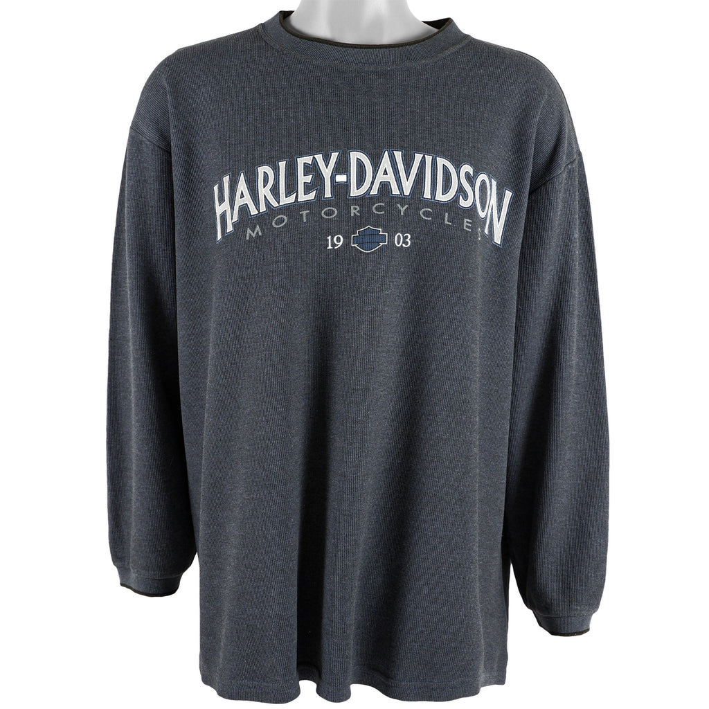 Harley Davidson - Grey Spell-Out Sweatshirt 1990s X-Large Vintage Retro