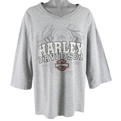 Harley Davidson - Grey Fort Lauderdale, Florida Spell-Out Long Sleeved Shirt 1990s X-Large