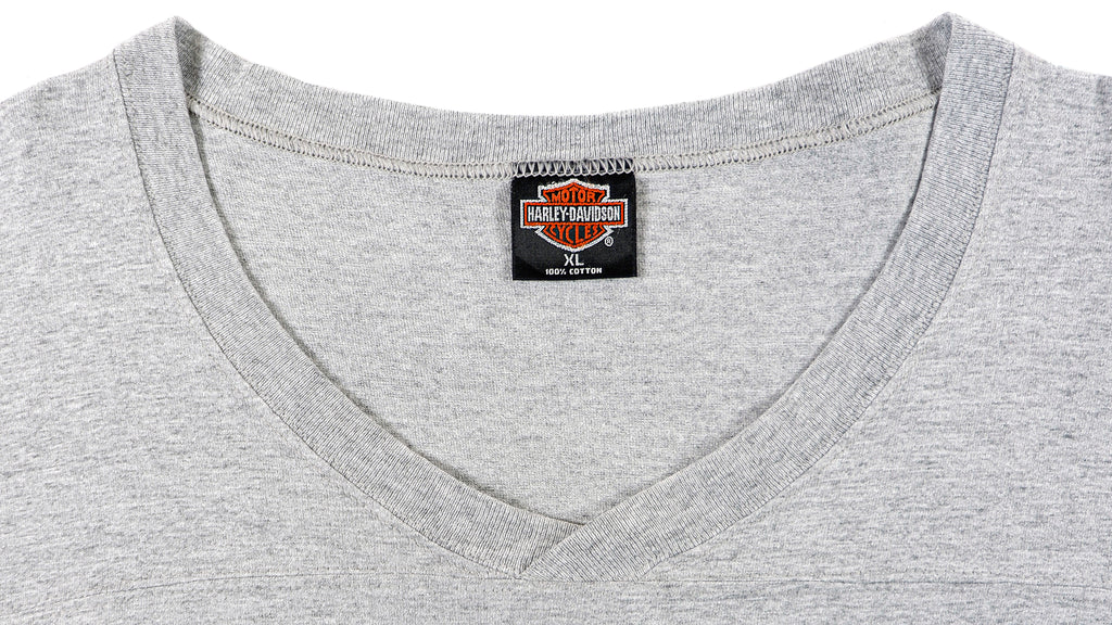 Harley Davidson - Grey Spell-Out Long Sleeved Shirt 1990s X-Large Vintage Retro