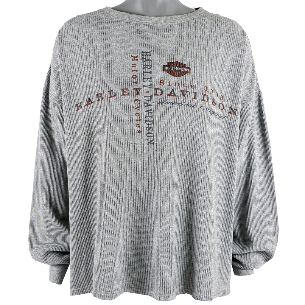 Harley Davidson - Grey Farmington, New Mexico Spell-Out Crew Neck Sweatshirt 1990s X-Large