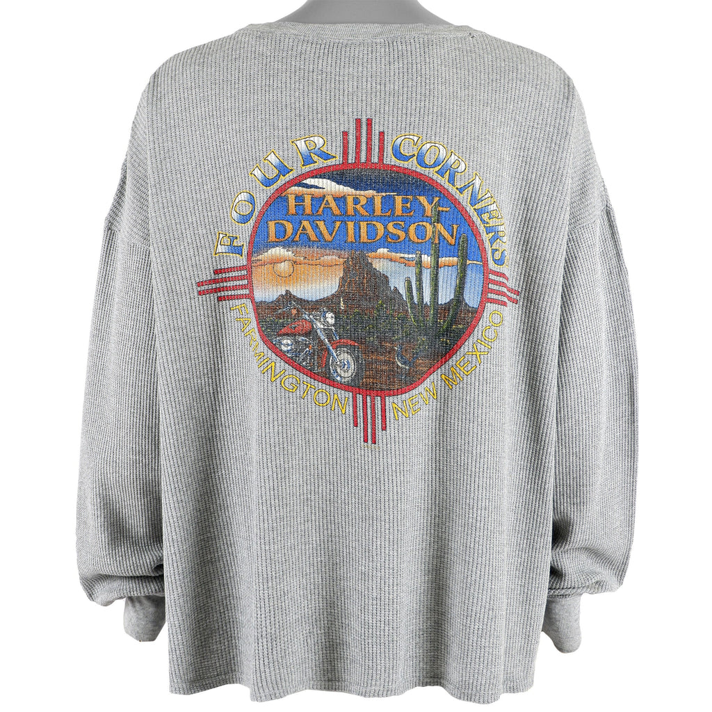 Harley Davidson - Grey Farmington, New Mexico Spell-Out Crew Neck Sweatshirt 1990s X-Large