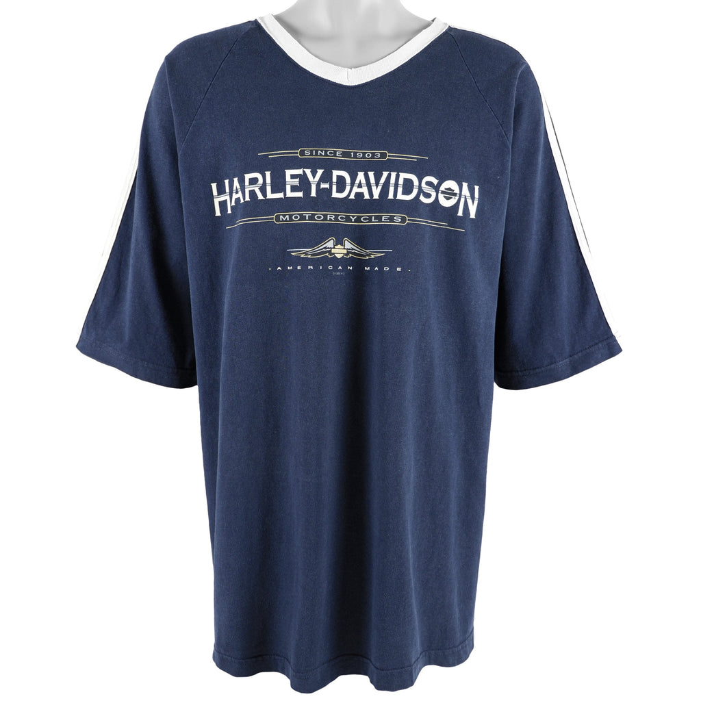 Harley Davidson - Blue Spell-Out T-Shirt 1998 XX-Large Vintage Retro