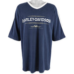 Harley Davidson - Blue Woodstock, New York Spell-Out T-Shirt 1998 XX-Large