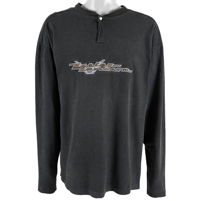 Harley Davidson - Black Spell-Out Long Sleeved Shirt 1990s Large