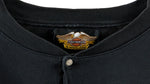 Harley Davidson - Black Spell-Out Long Sleeved Shirt 1990s Large Vintage Retro