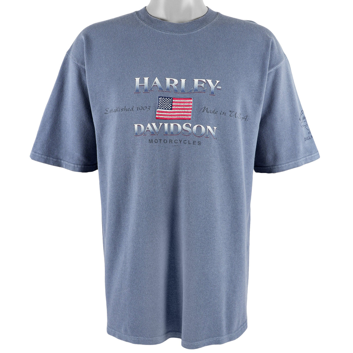 Harley Davidson - Blue Spell-Out T-Shirt 1990s Large Vintage Retro