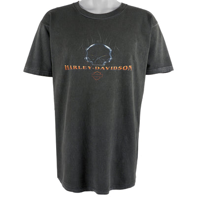 Harley Davidson - Black Latus Motors, Portland Oregon Spell-Out T-Shirt 1990s Large