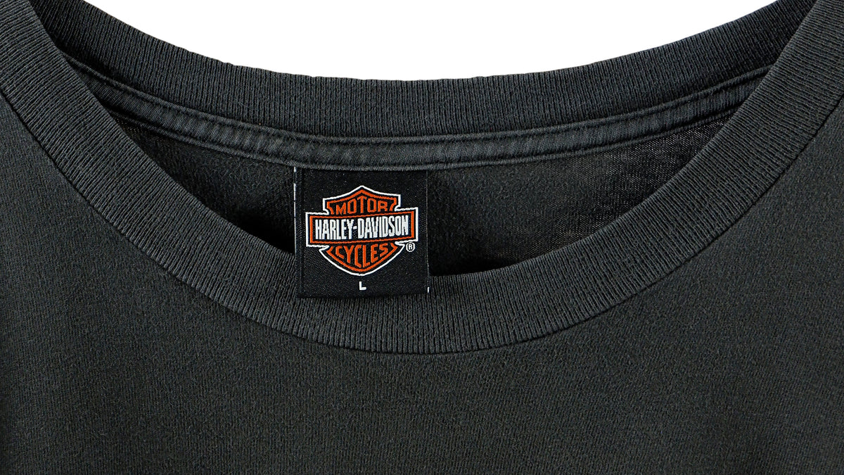 Harley Davidson - Black Spell-Out T-Shirt 1990s Large Vintage Retro