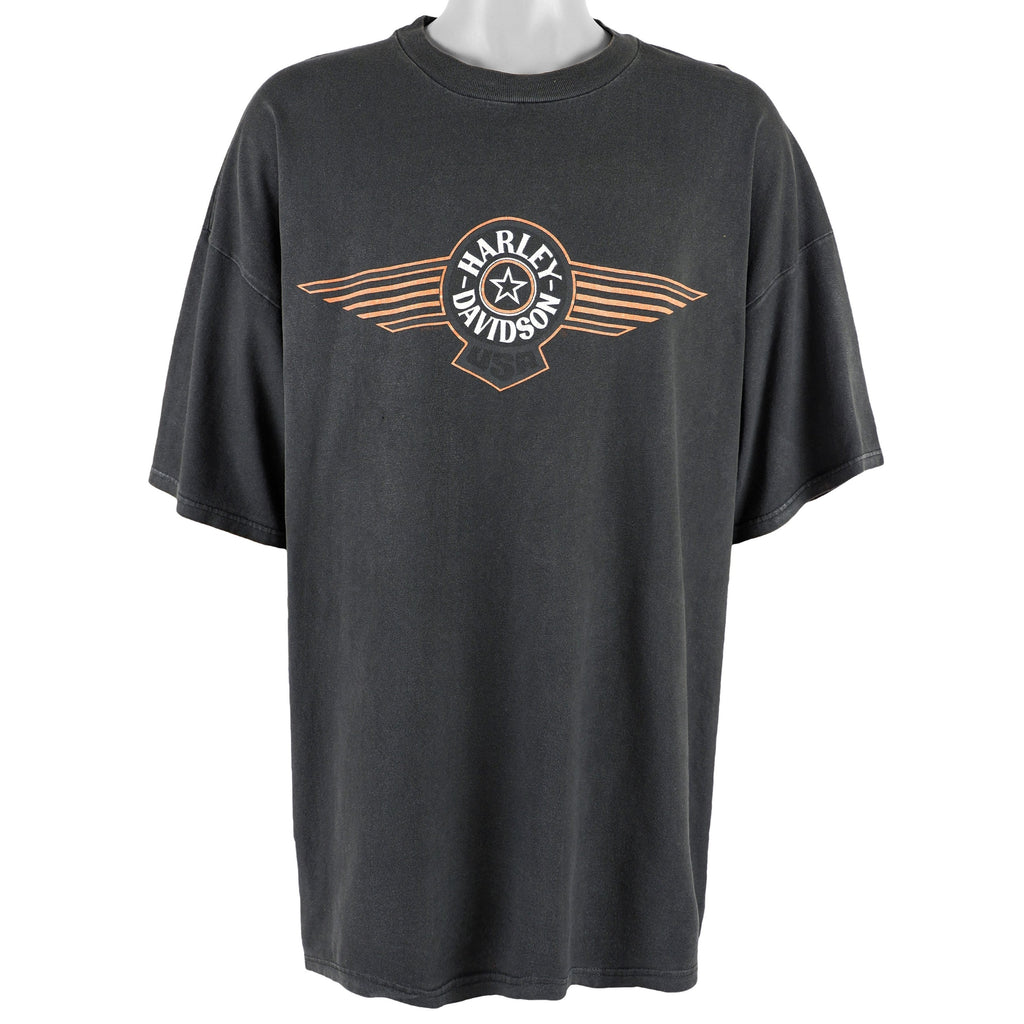 Harley Davidson - Black Seaford, Delaware T-Shirt 1990s 3X-Large Vintage Retro