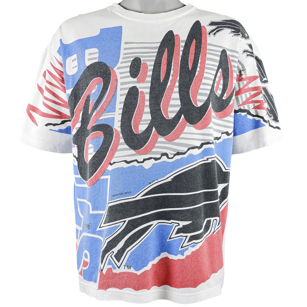 NFL - Buffalo Bills Big Logo & Spell Out T-Shirt 1993 X-Large Vintage Retro Football