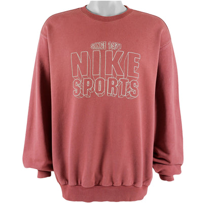 Nike - Red Big Logo Crew Neck Sweatshirt 1990s X-Large