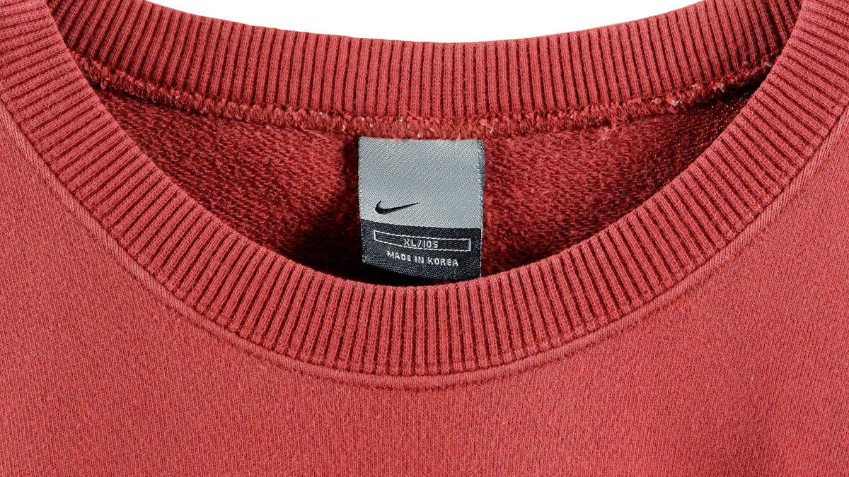 Nike - Red Big Logo Crew Neck Sweatshirt 1990s X-Large Vintage Retro