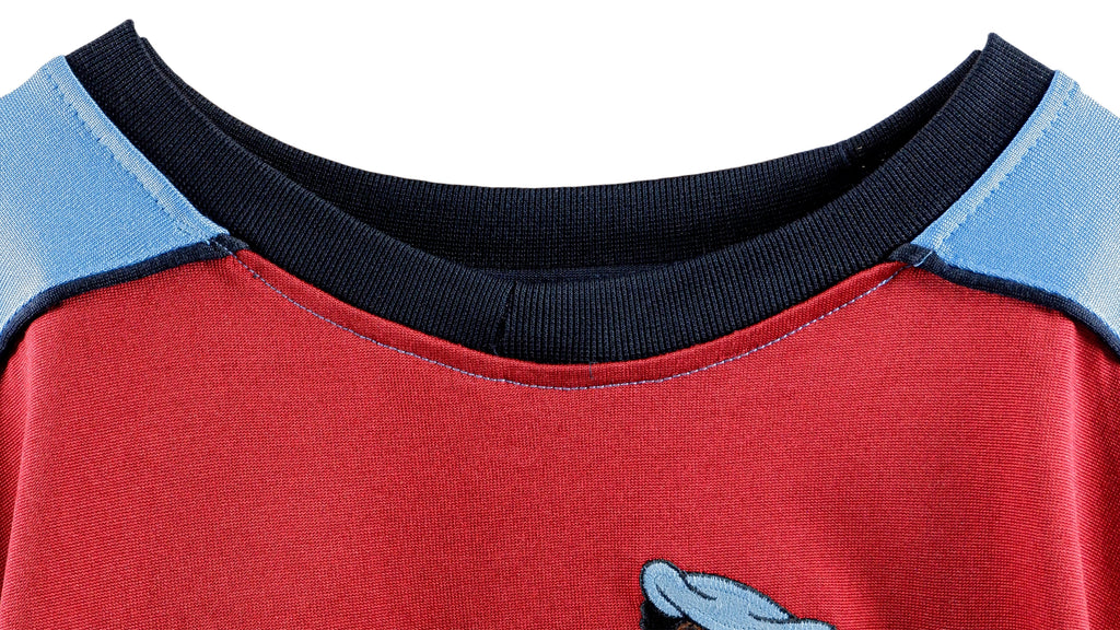 FUBU - Red With Blue Rudy Spell-Out Long Sleeved Shirt 1990s XX-Large Vintage Retro