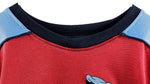 FUBU - Red With Blue Rudy Spell-Out Long Sleeved Shirt 1990s XX-Large Vintage Retro