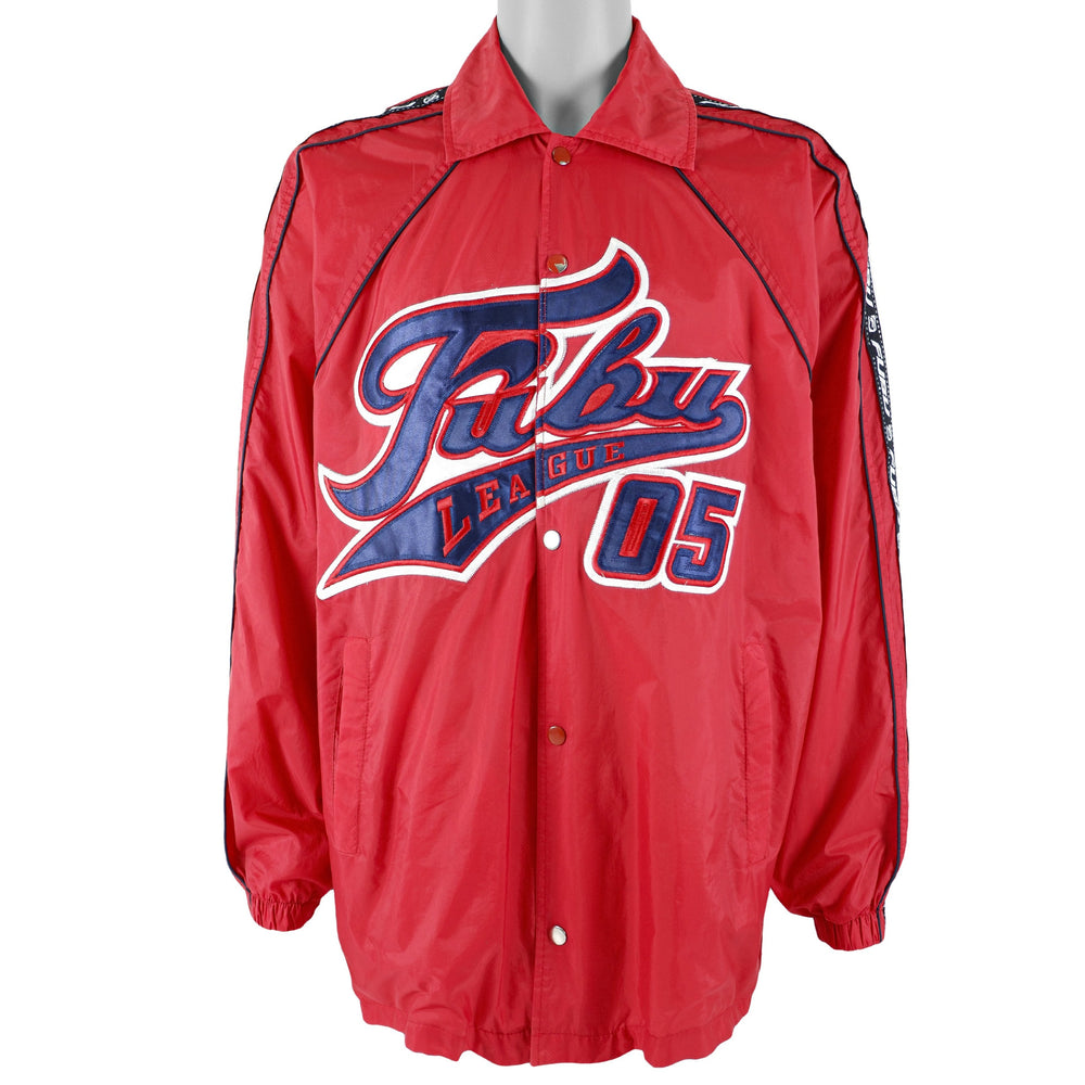 FUBU - Red Taped Logo Button-Up Jacket 1990s Large Vintage Retro