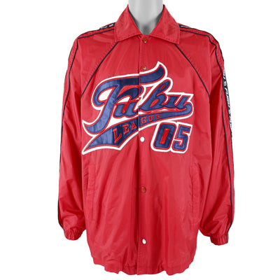FUBU - Red Fubu League 05 Taped Logo Button-Up Jacket 1990s Large