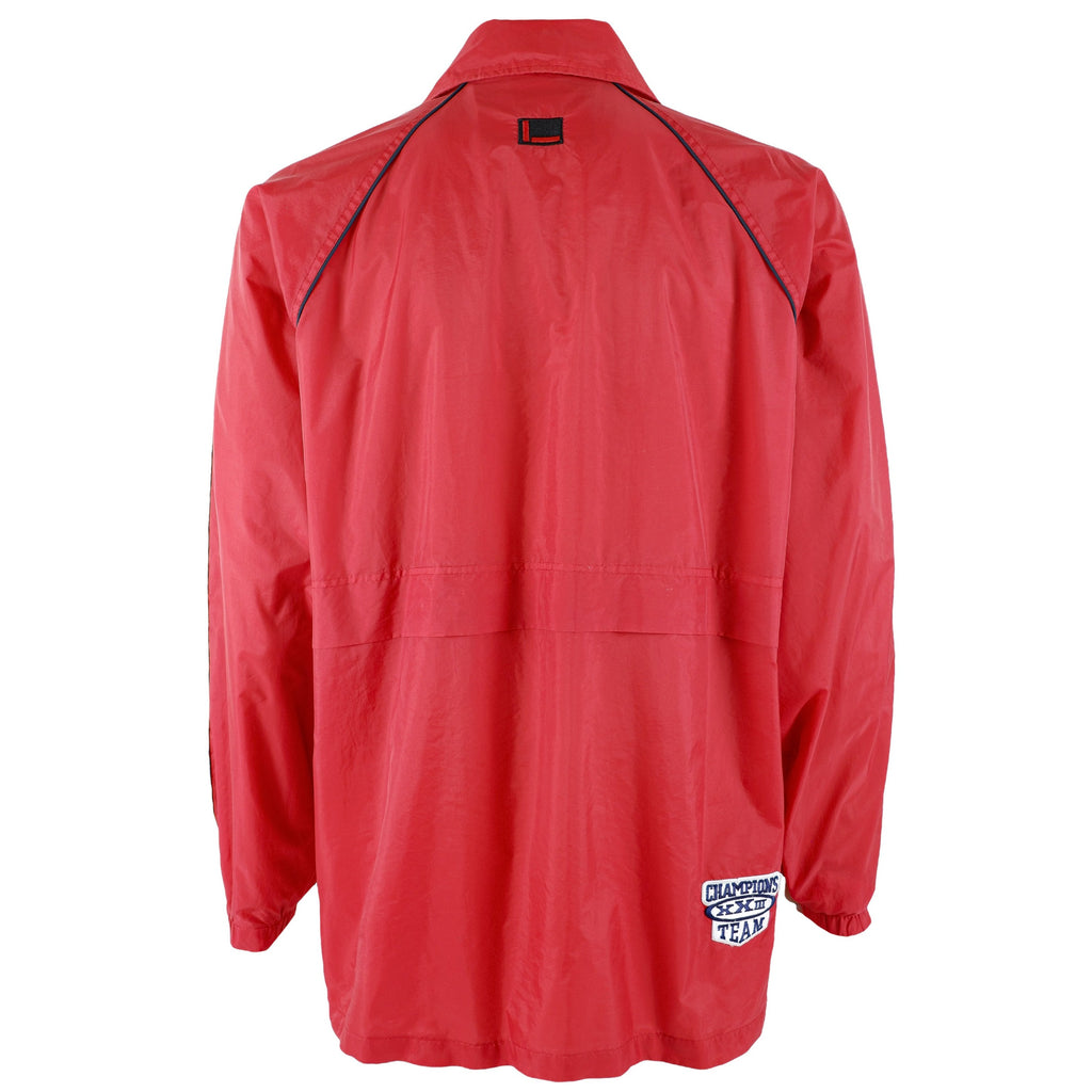 FUBU - Red Taped Logo Button-Up Jacket 1990s Large Vintage Retro