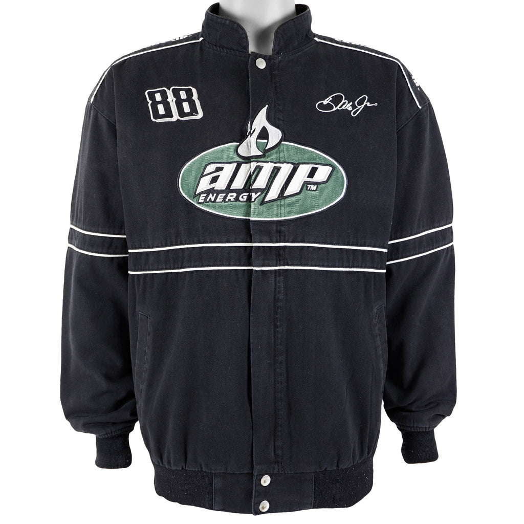 NASCAR (Winners Circle) - Black Dale Earnhardt Jr. Spell-Out Jacket 1990s Large Vintage Retro