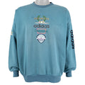 Adidas - Blue Spell-Out Crew Neck Sweatshirt 1990s Medium Vintage REtro