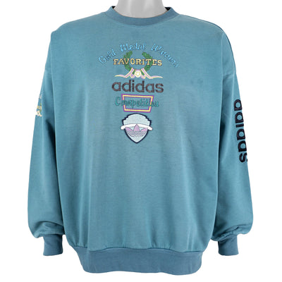 Adidas - Blue Gold Medal Winners Favourites Crew Neck Sweatshirt 1980s Medium