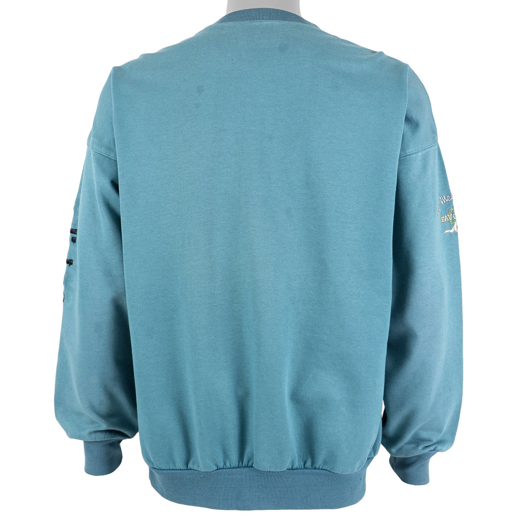 Adidas - Blue Spell-Out Crew Neck Sweatshirt 1990s Medium Vintage REtro