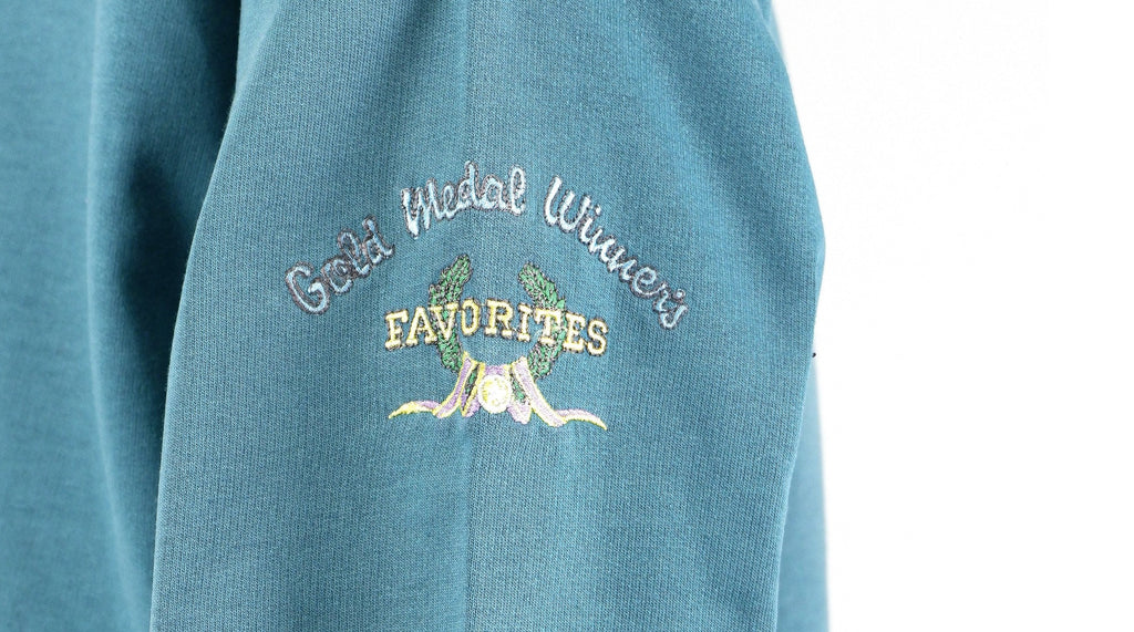 Adidas - Blue Spell-Out Crew Neck Sweatshirt 1990s Medium Vintage REtro
