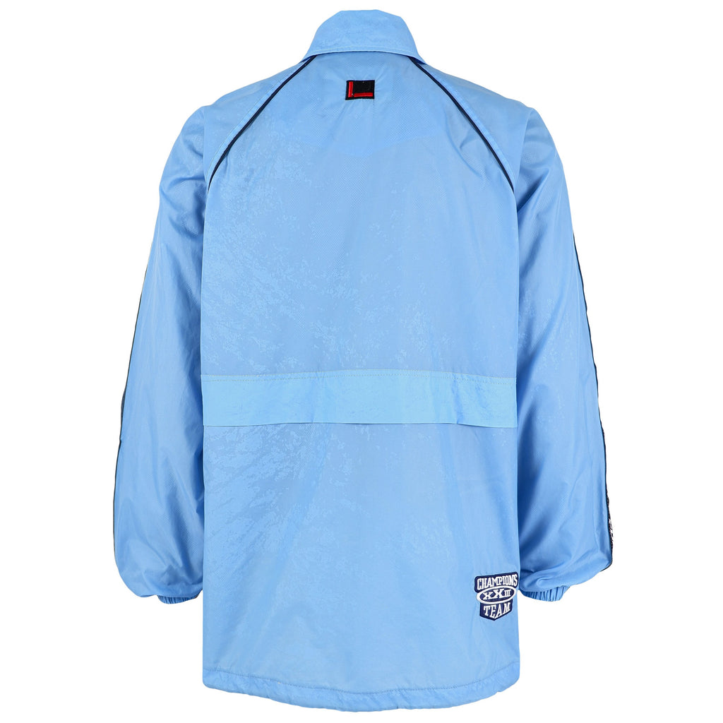 FUBU - Blue Fubu League 05 Tape Logo Button-Up Jacket 1990s Large Vintage Retro