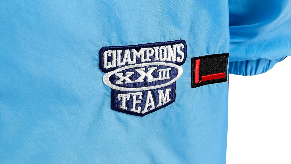 FUBU - Blue Fubu League 05 Tape Logo Button-Up Jacket 1990s Large Vintage Retro