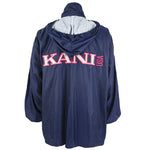 Karl Kani - Blue Big Spell-Out Taped Logo Hooded Windbreaker 1990s X-Large Vintage Retro