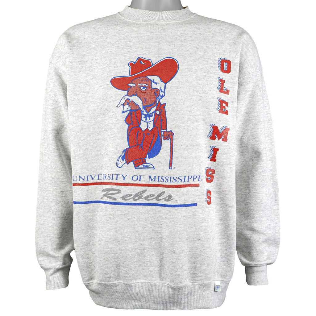 Vintage - University of Mississippi, Rebels Crew Neck Sweatshirt 1990s X-Large Vintage Retro 