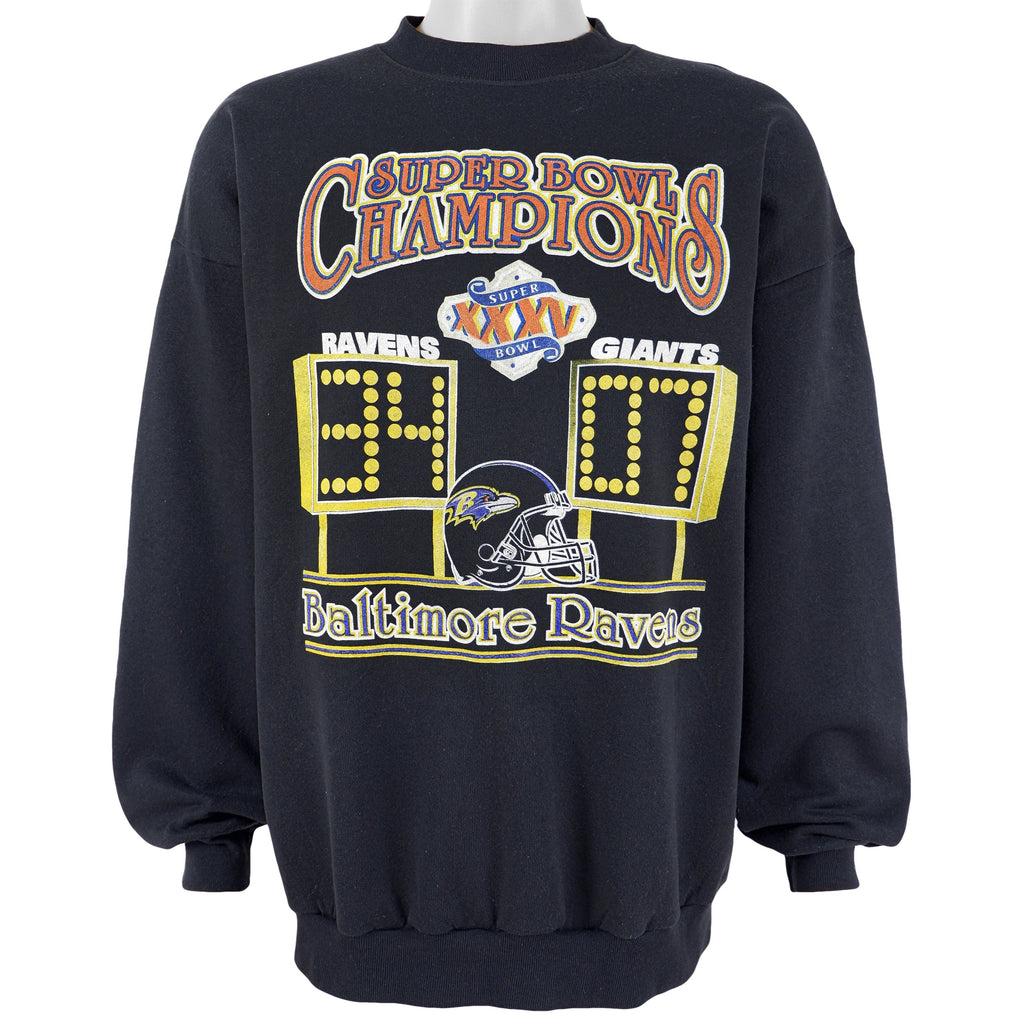 NFL (Tultex) - Super Bowl Ravens, Champions Crew Neck Sweatshirt 2001 X-Large Vintage Retro Football