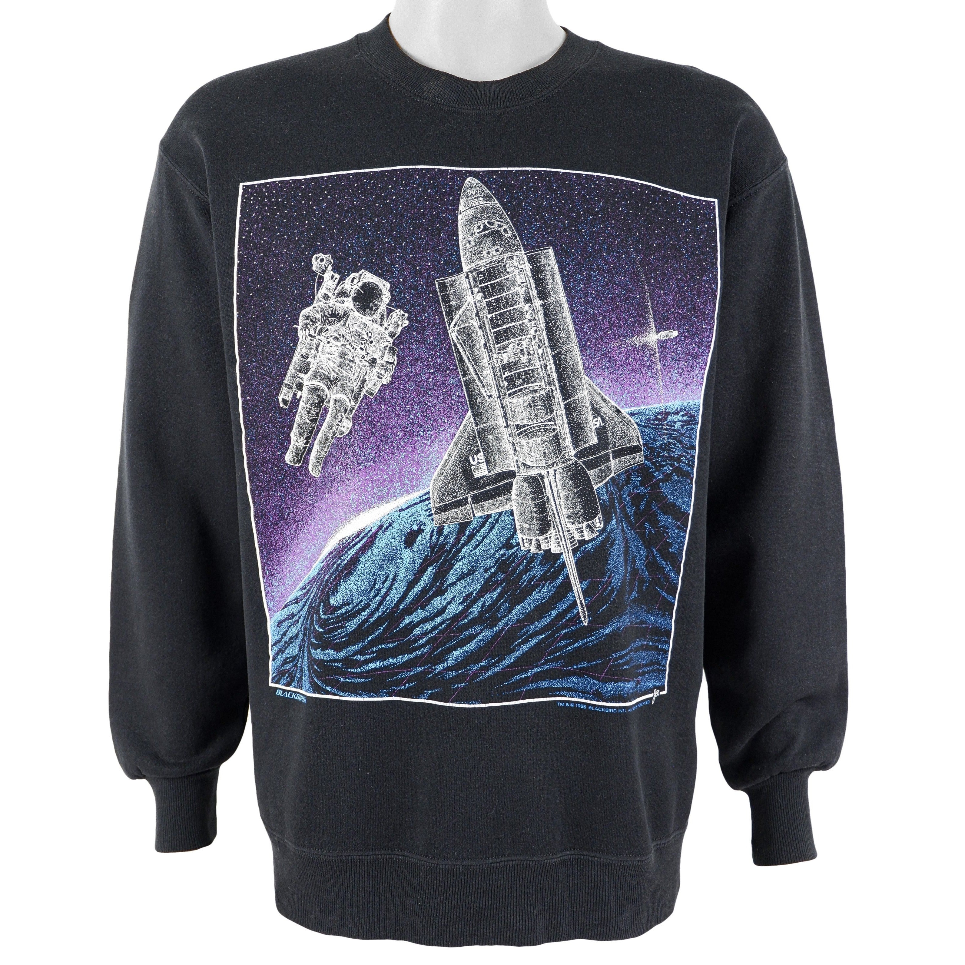 Vintage Blackbird - Astronaut & USA Space Shuttle Crew Neck Sweatshirt 1986 Medium