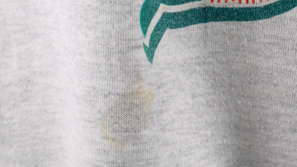 NFL (Jerzees) - Miami Dolphins Spell-Out Crew Neck Sweatshirt 1992 X-Large Vintage Retro Football