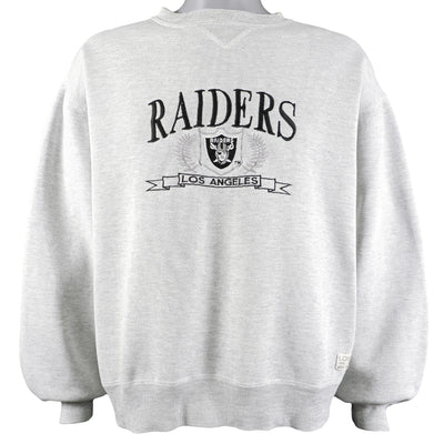 NFL (Logo 7) - Los Angeles Raiders Big Logo Crew Neck Sweatshirt 1990s X-Large