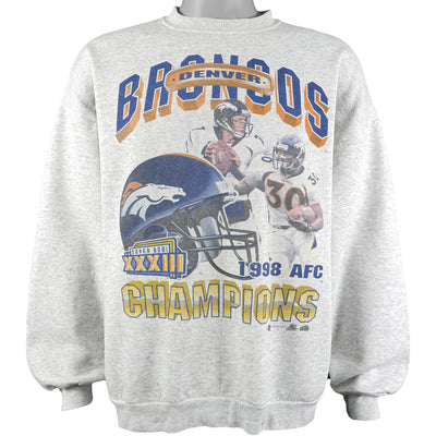 NFL (Tultex) - Denver Broncos White Crew Neck Sweatshirt 1998 X-Large
