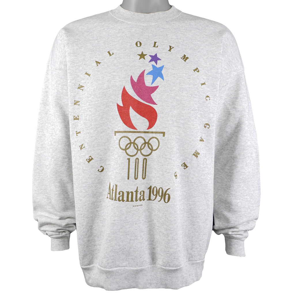  Vintage (Hanes) - Grey Atlanta Olympic Crew Neck Sweatshirt 1996 X-Large Vintage Retro