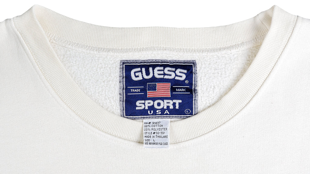 Guess - White Spell-Out Crew Neck Sweatshirt 1997 Large Vintage Retro