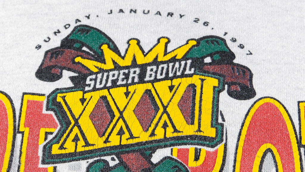 NFL (YUE) - Super Bowl Packers VS Patriots Crew Neck Sweatshirt 1997 Large Vintage Retro Football