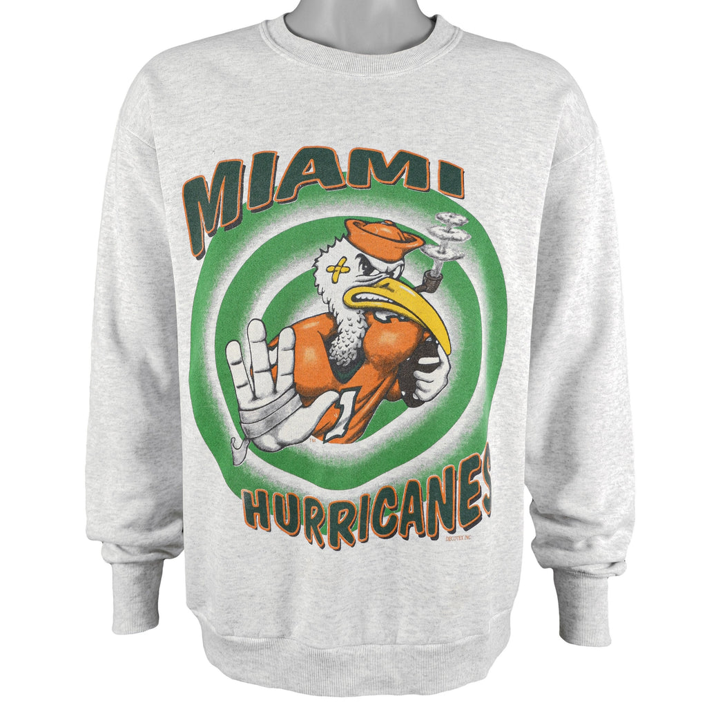 NCAA (Tultex) - Miami Hurricane Spell-Out Sweatshirt 1990s Large Vintage Retro Football College 